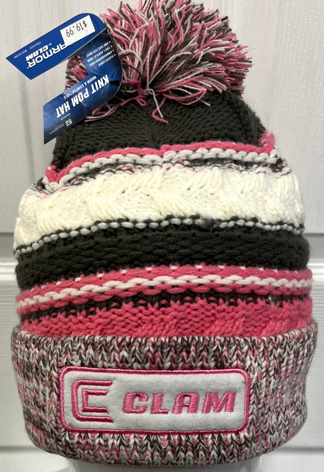 Clam Pink Knit Pom Hat
