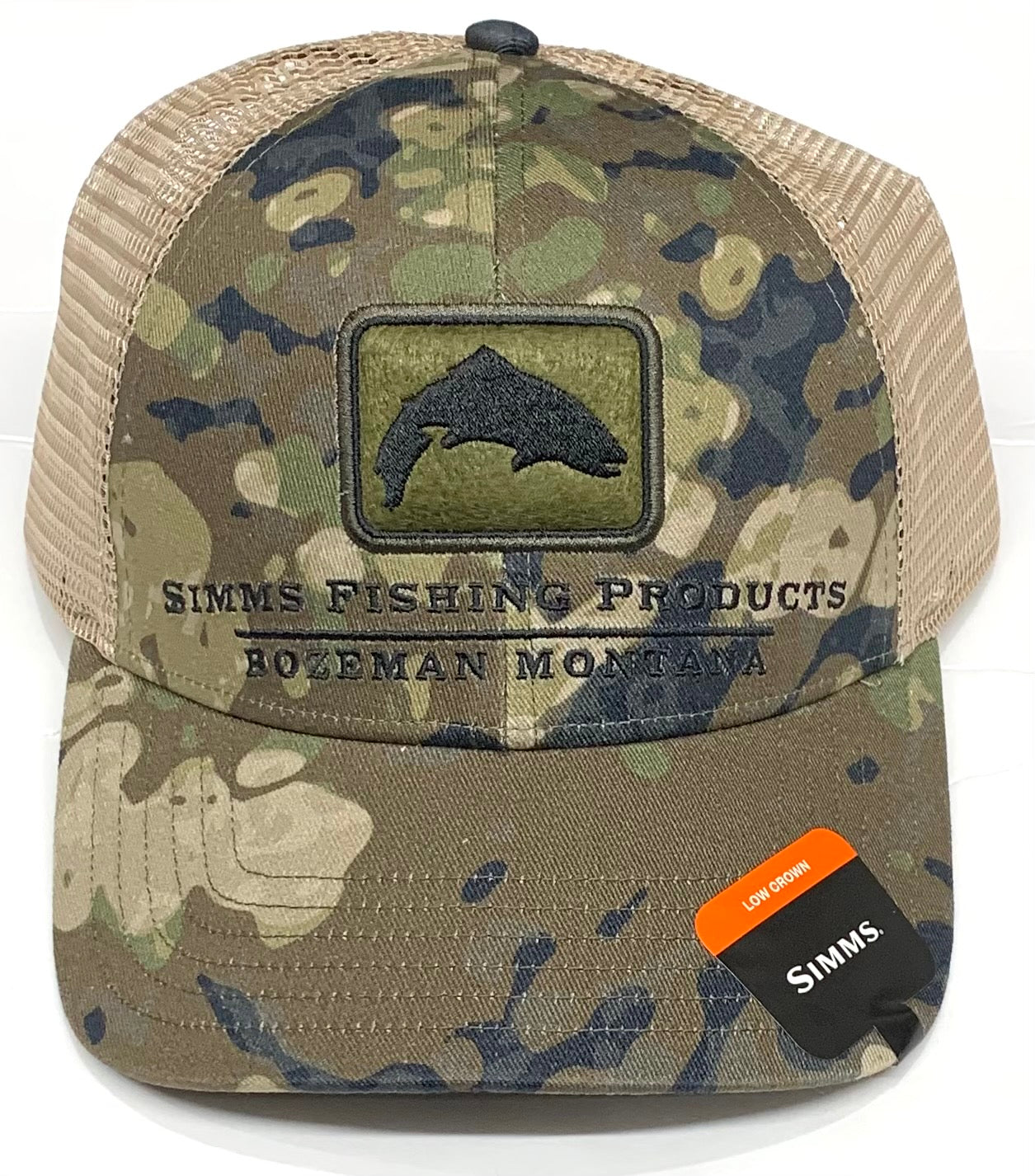 Simms Fishing Co Hat Snapback Cap Trout Icon Trucker Grey Bleached