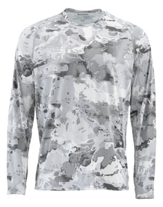 Simms M’s Solarflex LS Crewneck-Cloud Camo Grey